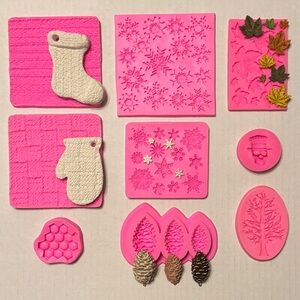 9 Piece Silicone Mold Set - Fondant, Candy, Resin, Clay
